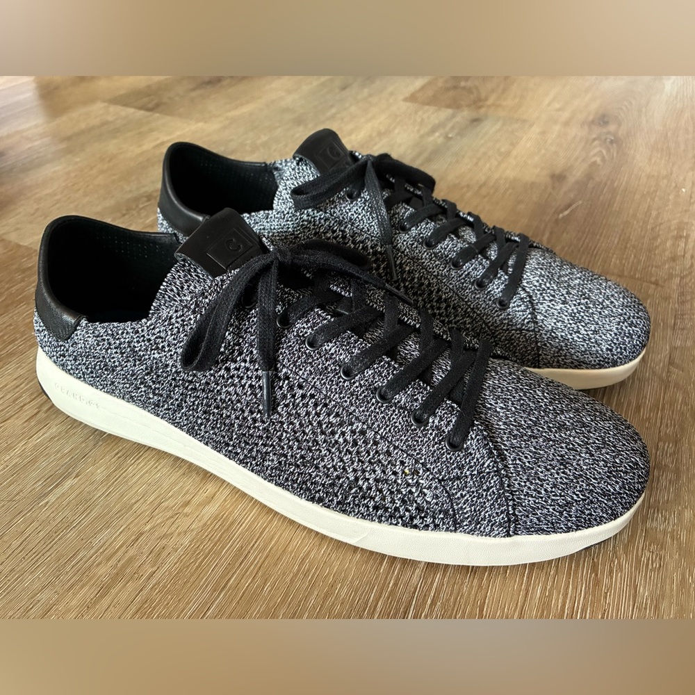 Cole Haan Black and White Knit Athletic Sneakers